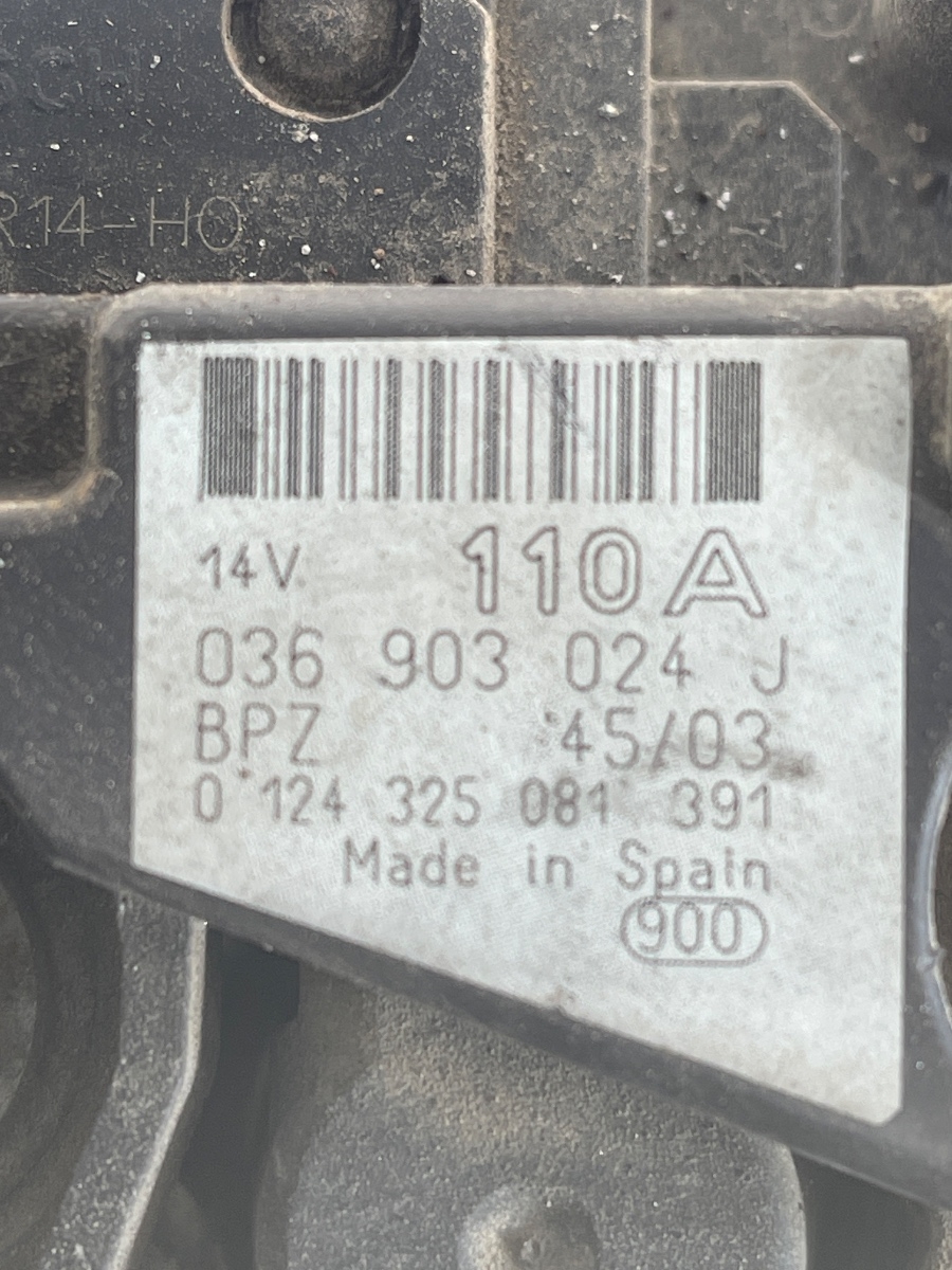 Alternator VOLKSWAGEN GOLF V 1K1 2003 - 2009 1.4B 036903024J – foto 3